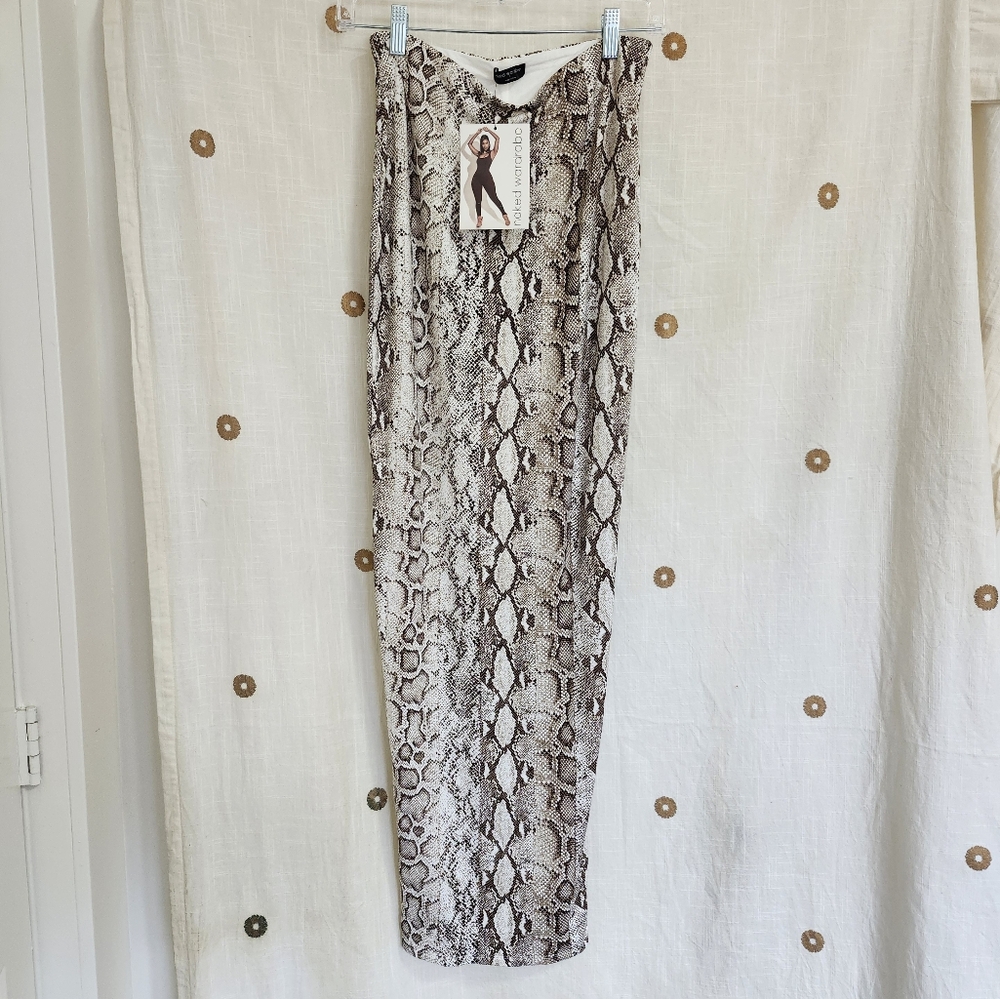 Naked Wardrobe Gray Black Maxi Pencil Skirt